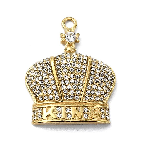 PandaHall 304 Stainless Steel Pendants, with Rhinestone, Crown Charms with Word King, Real 14K Gold Plated, 44x34.5x10.5mm, Hole: 3.5mm..., Clear
PandaHall 304 Stainless Steel Pendants, with Rhinestone, Crown Charms with Word King, Real 14K Gold Plated, 44x34.5x10.5mm, Hole: 3.5mm..., Clear