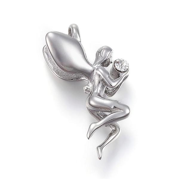 PandaHall 304 Stainless Steel Pendants, with Rhinestone, Angel/Fairy, Stainless Steel Color, 32x18x10mm, Hole: 4x4.5mm Stainless..., Clear
PandaHall 304 Stainless Steel Pendants, with Rhinestone, Angel/Fairy, Stainless Steel Color, 32x18x10mm, Hole: 4x4.5mm Stainless..., Clear