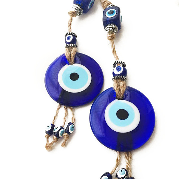 PandaHall Flat Round with Evil Eye Glass Tassel Pendant Decorations, Braided Hemp Rope Hanging Ornaments, Royal Blue, 300mm Glass Evil Eye
PandaHall Flat Round with Evil Eye Glass Tassel Pendant Decorations, Braided Hemp Rope Hanging Ornaments, Royal Blue, 300mm Glass Evil Eye