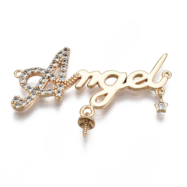 PandaHall Brass Micro Pave Clear Cubic Zirconia Peg Bails Pendant Links, for Half Drilled Bead, Nickel Free, Word with Angel, Real 18K Gold...
PandaHall Brass Micro Pave Clear Cubic Zirconia Peg Bails Pendant Links, for Half Drilled Bead, Nickel Free, Word with Angel, Real 18K Gold...