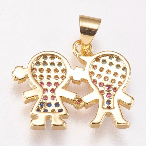 PandaHall Brass Micro Pave Cubic Zirconia Pendants, Lovers/Boy & Girl, Golden, 20x19x1.5mm, Hole: 4x3.5mm Brass+Cubic Zirconia Human
PandaHall Brass Micro Pave Cubic Zirconia Pendants, Lovers/Boy & Girl, Golden, 20x19x1.5mm, Hole: 4x3.5mm Brass+Cubic Zirconia Human