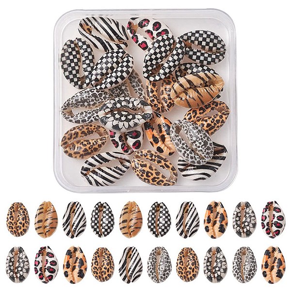 PandaHall Printed Natural Cowrie Shell Beads, No Hole/Undrilled, Tartan/Leopard Print/Zebra Pattern, Mixed Color, 18~22x13~14x6~8mm..., Multicolor
PandaHall Printed Natural Cowrie Shell Beads, No Hole/Undrilled, Tartan/Leopard Print/Zebra Pattern, Mixed Color, 18~22x13~14x6~8mm..., Multicolor