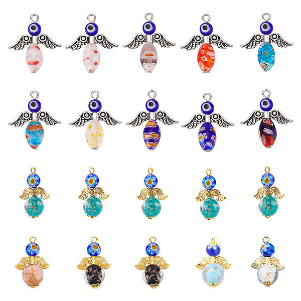 PandaHall PH 20pcs Angel Wings Pendant 2 Styles Colorful Angel Wing Pendant Angel Charms Devil's Eye with Beads Angel Wings Jewelry for DIY..., Multicolor
PandaHall PH 20pcs Angel Wings Pendant 2 Styles Colorful Angel Wing Pendant Angel Charms Devil's Eye with Beads Angel Wings Jewelry for DIY..., Multicolor