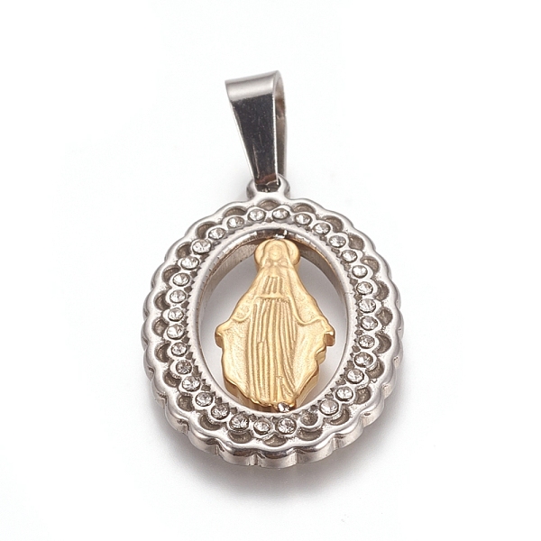 PandaHall Religion Theme 304 Stainless Steel Pendants, with Crystal Rhinestone, Oval with Virgin Mary, Golden & Stainless Steel Color..., Clear
PandaHall Religion Theme 304 Stainless Steel Pendants, with Crystal Rhinestone, Oval with Virgin Mary, Golden & Stainless Steel Color..., Clear
