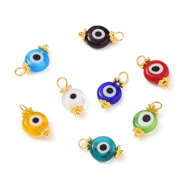 PandaHall Handmade Evil Eye Lampwork Charms, with Brass Eye Pin and Tibetan Style Alloy Spacer Beads, Flat Round, Mixed Color, 14.5x8x3.5mm..., Multicolor
PandaHall Handmade Evil Eye Lampwork Charms, with Brass Eye Pin and Tibetan Style Alloy Spacer Beads, Flat Round, Mixed Color, 14.5x8x3.5mm..., Multicolor