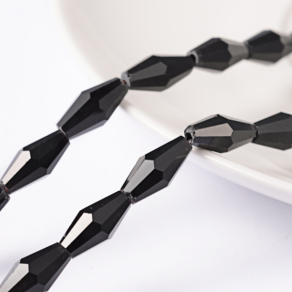 PandaHall Faceted Glass Beads Strands, Bicone, Black, about 12mm long, 6mm wide, hole: 1mm, 50pcs/strand, 16 inch Glass Bicone Black
PandaHall Faceted Glass Beads Strands, Bicone, Black, about 12mm long, 6mm wide, hole: 1mm, 50pcs/strand, 16 inch Glass Bicone Black