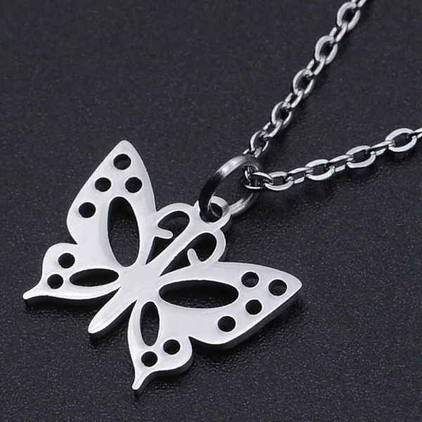 PandaHall 201 Stainless Steel Pendants Necklaces, with Cable Chains and Lobster Claw Clasps, Butterfly, Stainless Steel Color, 15-3/4 inch...
PandaHall 201 Stainless Steel Pendants Necklaces, with Cable Chains and Lobster Claw Clasps, Butterfly, Stainless Steel Color, 15-3/4 inch...