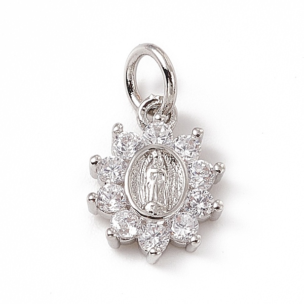 PandaHall Brass Micro Pave Cubic Zirconia Charms, with Jump Ring, Oval Flower with Religion Virgin Mary Charm, Platinum, 12x9x2mm, Hole: 3mm..., Clear
PandaHall Brass Micro Pave Cubic Zirconia Charms, with Jump Ring, Oval Flower with Religion Virgin Mary Charm, Platinum, 12x9x2mm, Hole: 3mm..., Clear