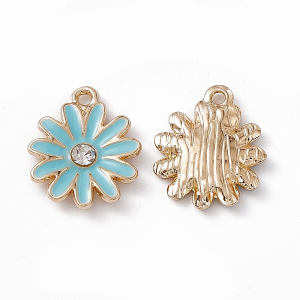 PandaHall Alloy Rhinestone Pendants, Enamel Style, Light Gold, Chrysanthemum Charm, Medium Turquoise, 17x14x2.5mm, Hole: 1.5mm Alloy...
PandaHall Alloy Rhinestone Pendants, Enamel Style, Light Gold, Chrysanthemum Charm, Medium Turquoise, 17x14x2.5mm, Hole: 1.5mm Alloy...