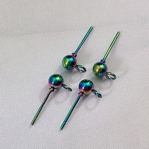 PandaHall Rainbow Color 304 Stainless Steel Ball Stud Earring Post, Stud Earring Findings, with Horizontal Loops, Rainbow Color, 17x6mm...
PandaHall Rainbow Color 304 Stainless Steel Ball Stud Earring Post, Stud Earring Findings, with Horizontal Loops, Rainbow Color, 17x6mm...