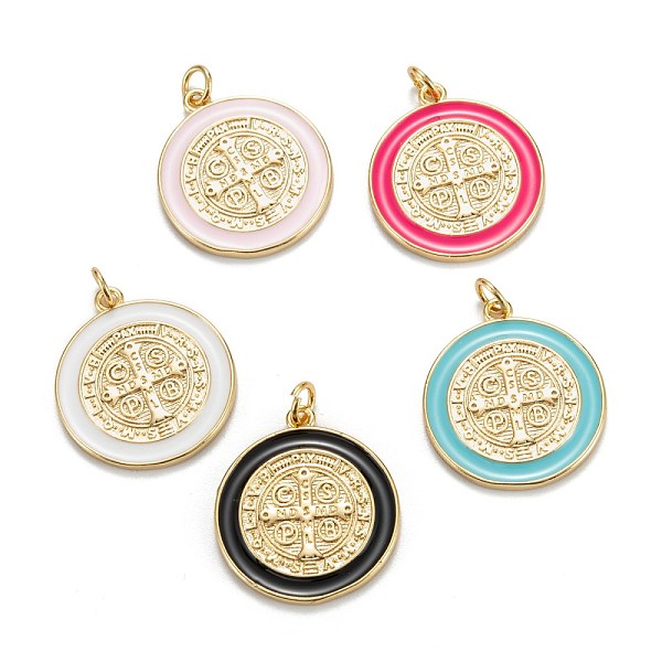 PandaHall Brass Enamel Pendants, Real 18K Gold Plated, Long-Lasting Plated, Saint Benedict Medal Charms, Mixed Color, 23x20.5x2mm, Hole: 3mm..., Multicolor
PandaHall Brass Enamel Pendants, Real 18K Gold Plated, Long-Lasting Plated, Saint Benedict Medal Charms, Mixed Color, 23x20.5x2mm, Hole: 3mm..., Multicolor