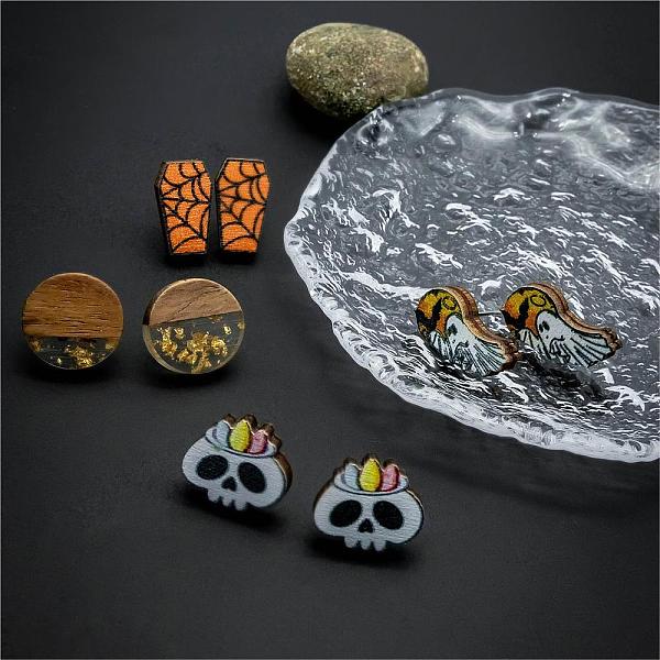PandaHall Halloween Tombstone Ghost Skull Wood Stud Earring Sets, Resin & Wood Flat Round Ear Studs for Women, Mixed Color, 14~19x9~15mm..., Multicolor
PandaHall Halloween Tombstone Ghost Skull Wood Stud Earring Sets, Resin & Wood Flat Round Ear Studs for Women, Mixed Color, 14~19x9~15mm..., Multicolor