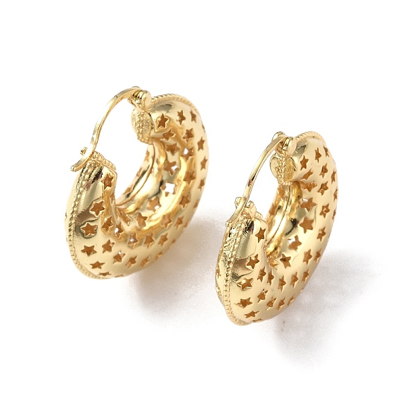 PandaHall Brass Croissant with Star Thick Hoop Earrings for Women, Real 18K Gold Plated, 26x25x8mm, Pin: 0.8mm Brass Star
PandaHall Brass Croissant with Star Thick Hoop Earrings for Women, Real 18K Gold Plated, 26x25x8mm, Pin: 0.8mm Brass Star