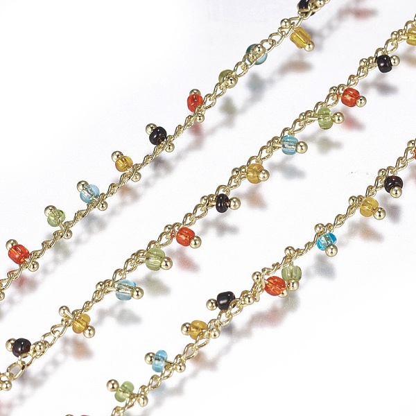 PandaHall Handmade Seed Beaded Chains, Soldered, with Spool, with Real 18K Gold Plated Brass Findings, Colorful, 1.8~2.5mm, about 32.8 Feet...
PandaHall Handmade Seed Beaded Chains, Soldered, with Spool, with Real 18K Gold Plated Brass Findings, Colorful, 1.8~2.5mm, about 32.8 Feet...