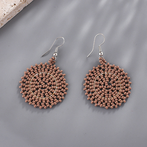 PandaHall Glass Seed Braided Dangle Earrings for Women, Bohemian Style, Flat Round, Camel, 53x35mm Glass Brown
PandaHall Glass Seed Braided Dangle Earrings for Women, Bohemian Style, Flat Round, Camel, 53x35mm Glass Brown