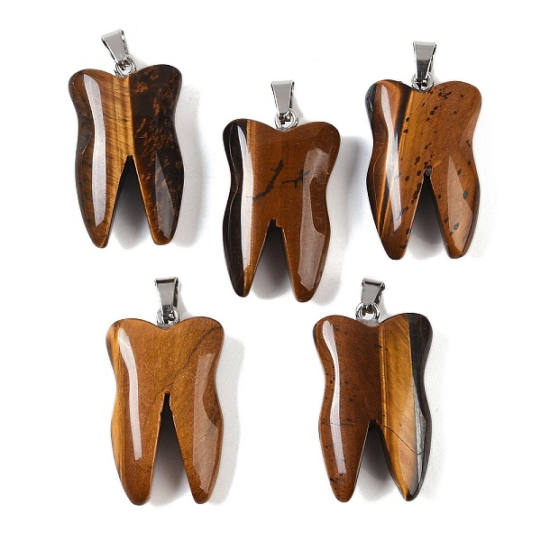 PandaHall Natural Tiger Eye Pendants, with Stainless Steel Color Stainless Steel Findings, Tooth Charms, 39.5~40x19~19.5x8~8.5mm, Hole...
PandaHall Natural Tiger Eye Pendants, with Stainless Steel Color Stainless Steel Findings, Tooth Charms, 39.5~40x19~19.5x8~8.5mm, Hole...