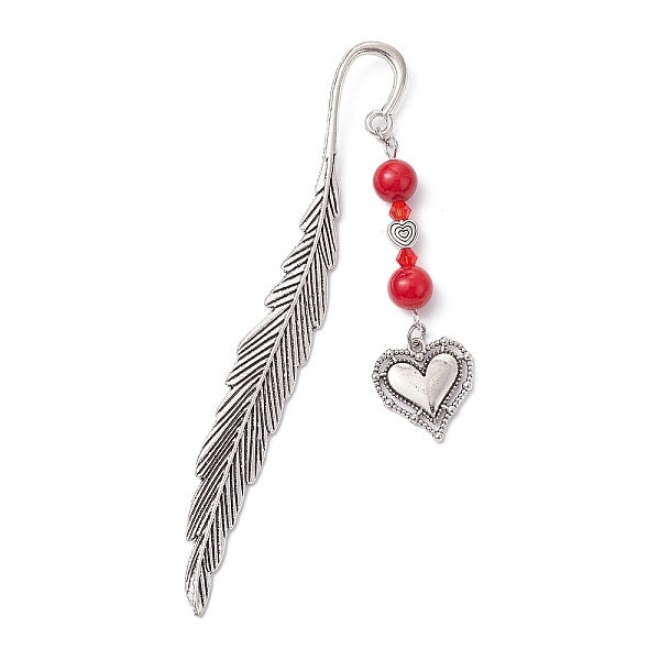 PandaHall Valentine's Day Alloy Heart Pendant Bookmarks, Dyed Natural Mashan Jade Beaded Bookmark, Feather Bookmark, Heart, 115.5mm, Pendant...
PandaHall Valentine's Day Alloy Heart Pendant Bookmarks, Dyed Natural Mashan Jade Beaded Bookmark, Feather Bookmark, Heart, 115.5mm, Pendant...