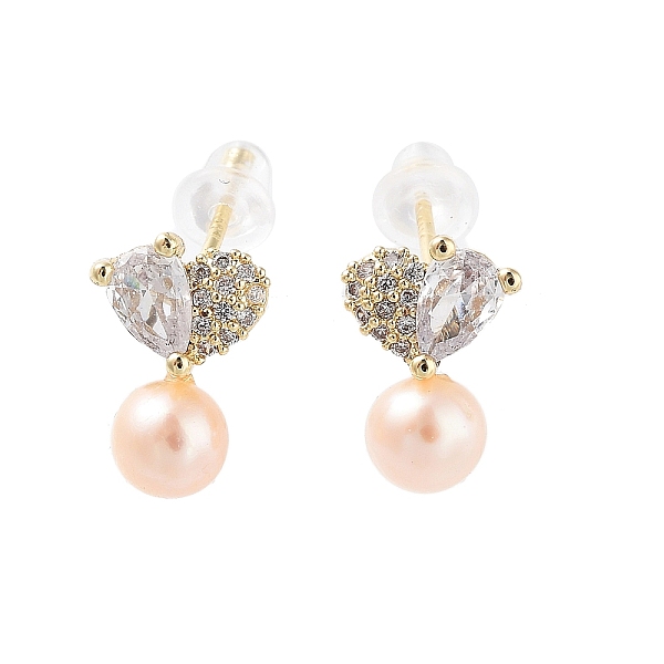 PandaHall Natural Pearl Dangle Stud Earrings, Brass Micro Pave Cubic Zirconia Heart Earrings with 925 Sterling Silver Pins, Real 14K Gold...
PandaHall Natural Pearl Dangle Stud Earrings, Brass Micro Pave Cubic Zirconia Heart Earrings with 925 Sterling Silver Pins, Real 14K Gold...