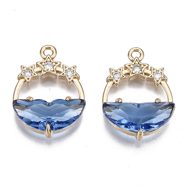 PandaHall Faceted Transparent Glass Pendants, with Brass Crystal Rhinestone Findings, Flat Round with Star, Light Gold, Royal Blue..., Clear
PandaHall Faceted Transparent Glass Pendants, with Brass Crystal Rhinestone Findings, Flat Round with Star, Light Gold, Royal Blue..., Clear