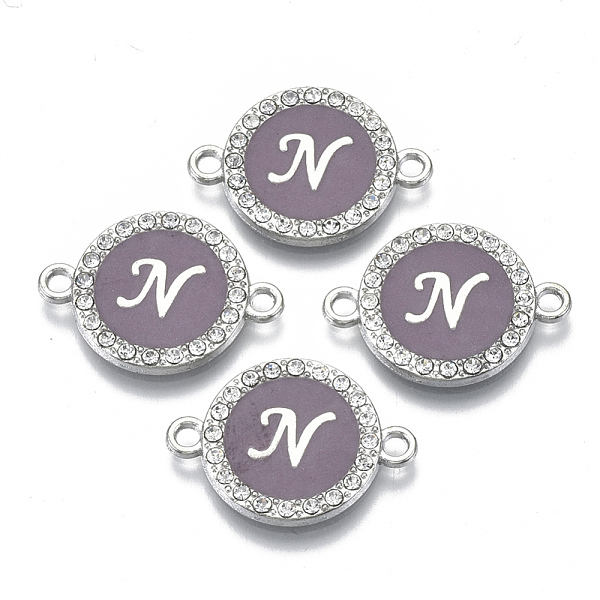 PandaHall Alloy Enamel Links Connectors, with Crystal Rhinestones, Flat Round with Letter, Silver Color Plated, Letter.N, 22x16x2mm, Hole..., Purple
PandaHall Alloy Enamel Links Connectors, with Crystal Rhinestones, Flat Round with Letter, Silver Color Plated, Letter.N, 22x16x2mm, Hole..., Purple