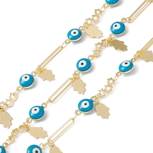 PandaHall Enamel Evil Eye & Ova & Star Link Chains, with Brass Hamsa Hand Charms, Real 18K Gold Plated, Soldered, Long-Lasting Plated, with...
PandaHall Enamel Evil Eye & Ova & Star Link Chains, with Brass Hamsa Hand Charms, Real 18K Gold Plated, Soldered, Long-Lasting Plated, with...
