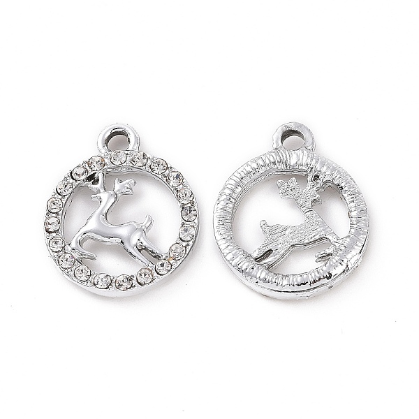 PandaHall Alloy Crystal Rhinestone Pendants, Ring with Deer Charms, Platinum, 18x20x2.5mm, Hole: 2mm Alloy+Rhinestone Ring Clear
PandaHall Alloy Crystal Rhinestone Pendants, Ring with Deer Charms, Platinum, 18x20x2.5mm, Hole: 2mm Alloy+Rhinestone Ring Clear