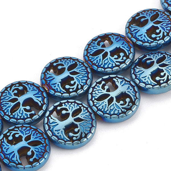 PandaHall Electroplate Non-magnetic Synthetic Hematite Beads Strands, Flat Round with Tree of Life, Blue Plated, 12~12.5x4~4.5mm, Hole: 1mm...
PandaHall Electroplate Non-magnetic Synthetic Hematite Beads Strands, Flat Round with Tree of Life, Blue Plated, 12~12.5x4~4.5mm, Hole: 1mm...
