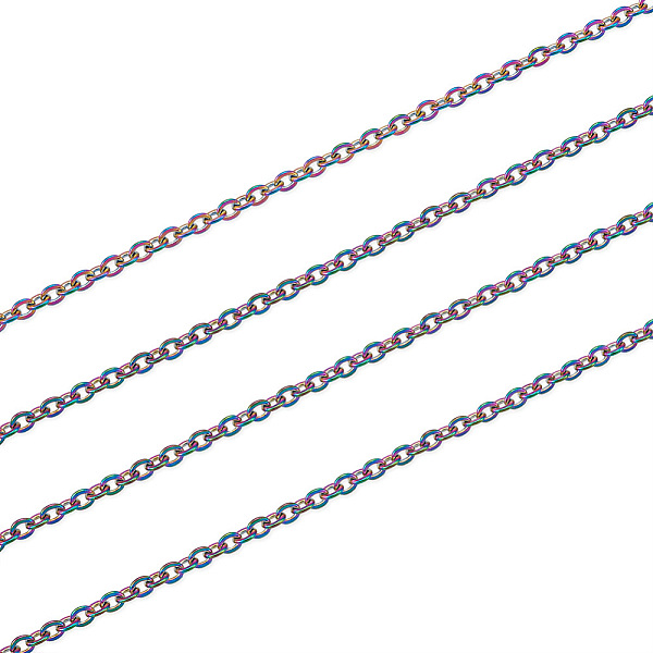 PandaHall Vacuum Plating 304 Stainless Steel Cable Chains, with Spool, Soldered, Flat Oval, Rainbow Color, 3x2.5x0.5mm, 5m/roll 304...
PandaHall Vacuum Plating 304 Stainless Steel Cable Chains, with Spool, Soldered, Flat Oval, Rainbow Color, 3x2.5x0.5mm, 5m/roll 304...