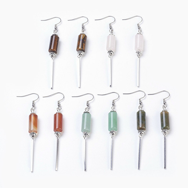 PandaHall Natural Gemstone Dangle Earrings, with Alloy Spacer Beads and 304 Stainless Steel Findings, Column and Rectangle, Platinum &...
PandaHall Natural Gemstone Dangle Earrings, with Alloy Spacer Beads and 304 Stainless Steel Findings, Column and Rectangle, Platinum &...