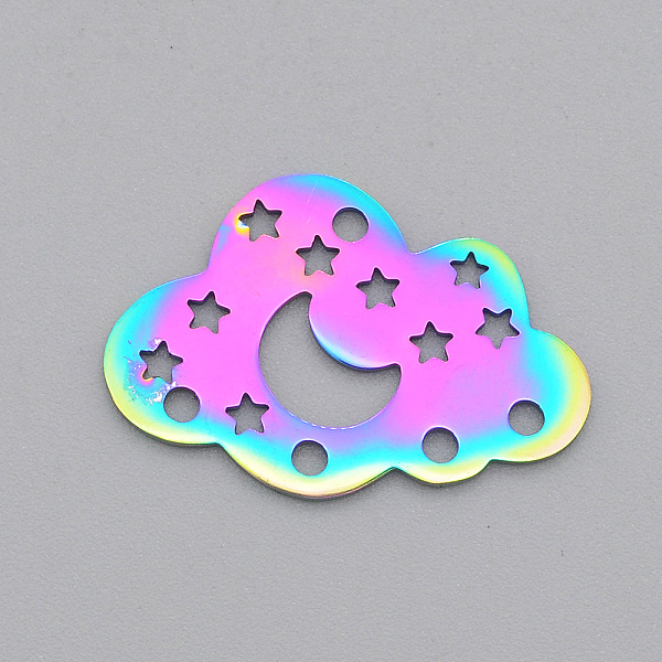 PandaHall Ion Plating(IP) 201 Stainless Steel Chandelier Components Links, Laser Cut, Cloud with Moon and Star, Rainbow Color, 17x25x1mm...
PandaHall Ion Plating(IP) 201 Stainless Steel Chandelier Components Links, Laser Cut, Cloud with Moon and Star, Rainbow Color, 17x25x1mm...