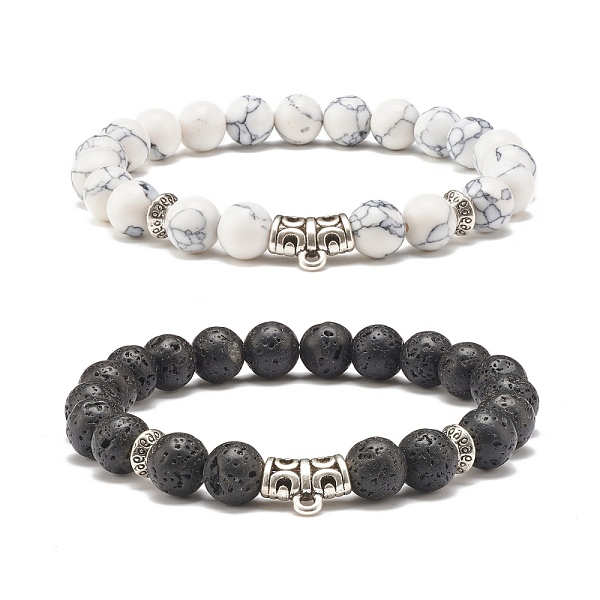 PandaHall 2Pcs 2 Style Natural Lava Rock & Synthetic Howlite Round Beaded Stretch Bracelets Set with Curved Tube, Essential Oil Gemstone...
PandaHall 2Pcs 2 Style Natural Lava Rock & Synthetic Howlite Round Beaded Stretch Bracelets Set with Curved Tube, Essential Oil Gemstone...