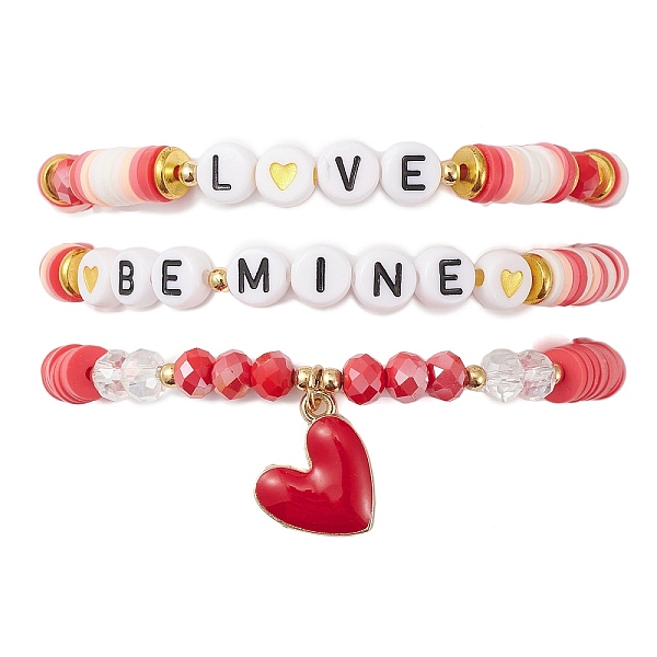 PandaHall 3Pcs 3 Style Polymer Clay Heishi Surfer Stretch Bracelets Set, Word & Heart Brass Charms Stackable Bracelets for Valentine's Day..., Red
PandaHall 3Pcs 3 Style Polymer Clay Heishi Surfer Stretch Bracelets Set, Word & Heart Brass Charms Stackable Bracelets for Valentine's Day..., Red