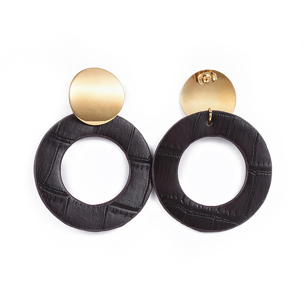PandaHall PU Leather Dangle Stud Earrings, with 304 Stainless Steel Stud Earring Findings, Ring, Coconut Brown, 57mm, pin: 0.8mm 304...
PandaHall PU Leather Dangle Stud Earrings, with 304 Stainless Steel Stud Earring Findings, Ring, Coconut Brown, 57mm, pin: 0.8mm 304...