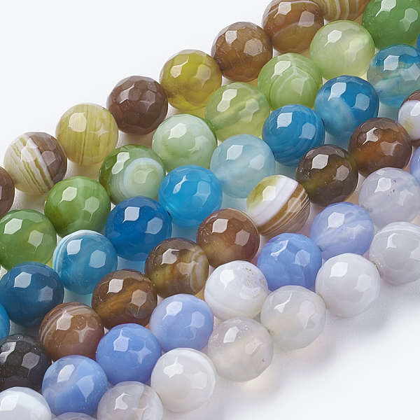 PandaHall Faceted Round Dyed Natural Striped Agate/Banded Agate Beads Strands, Mixed Color, 8mm, Hole: 1mm, about 48pcs/strand, 15 inch..., Multicolor
PandaHall Faceted Round Dyed Natural Striped Agate/Banded Agate Beads Strands, Mixed Color, 8mm, Hole: 1mm, about 48pcs/strand, 15 inch..., Multicolor
