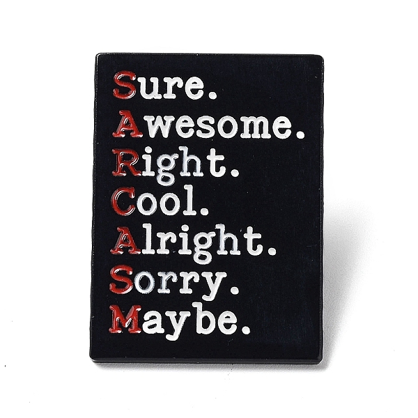 PandaHall Word SARCASM Enamel Pins, Black Alloy Brooches for Backpack Clothes, White, 30x22x1.5mm Alloy+Enamel Word White
PandaHall Word SARCASM Enamel Pins, Black Alloy Brooches for Backpack Clothes, White, 30x22x1.5mm Alloy+Enamel Word White