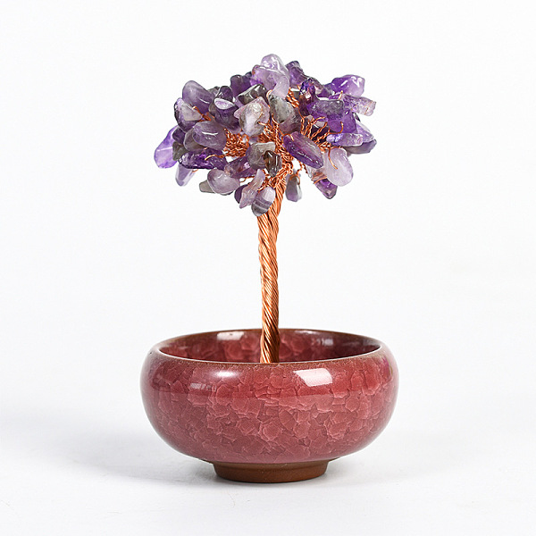PandaHall Natural Amethyst Chips Tree Display Decorations, with Random Color Porcelain Bowls, Copper Wire Wrapped Feng Shui Ornament for...
PandaHall Natural Amethyst Chips Tree Display Decorations, with Random Color Porcelain Bowls, Copper Wire Wrapped Feng Shui Ornament for...