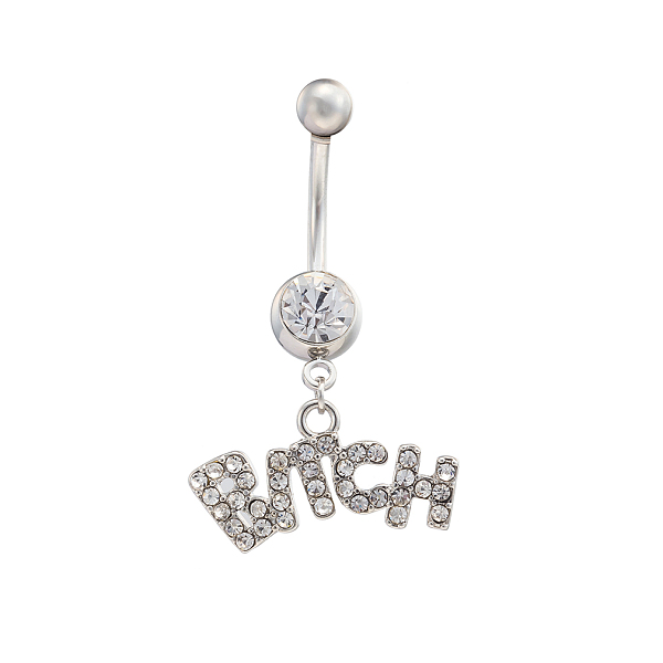 PandaHall Platinum Plated Piercing Jewelry Brass Cubic Zirconia Navel Ring Navel Ring Belly Rings, with 304 Stainless Steel Bar, Word Bitch..., Clear
PandaHall Platinum Plated Piercing Jewelry Brass Cubic Zirconia Navel Ring Navel Ring Belly Rings, with 304 Stainless Steel Bar, Word Bitch..., Clear
