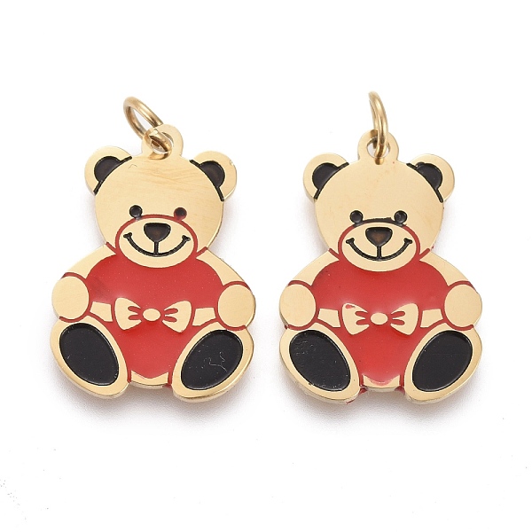 PandaHall 316 Surgical Stainless Steel Enamel Pendants, Little Bear Shape, Red & Black, Golden, 16.5x11.5x0.8mm, Jump Ring: 4x0.6mm, 2.8mm...
PandaHall 316 Surgical Stainless Steel Enamel Pendants, Little Bear Shape, Red & Black, Golden, 16.5x11.5x0.8mm, Jump Ring: 4x0.6mm, 2.8mm...