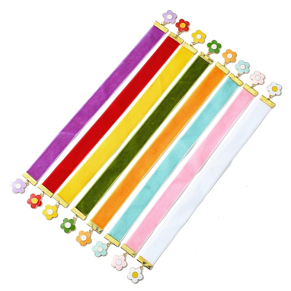 PandaHall Flower Alloy Enamel Pendant Bookmarks, Velvet Ribbon Bookmark, Mixed Color, 305x19mm, 8 colors, 1pc/color, 8pcs/set Alloy+Enamel..., Multicolor
PandaHall Flower Alloy Enamel Pendant Bookmarks, Velvet Ribbon Bookmark, Mixed Color, 305x19mm, 8 colors, 1pc/color, 8pcs/set Alloy+Enamel..., Multicolor