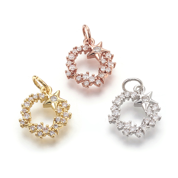 PandaHall Brass Micro Pave Cubic Zirconia Charms, Lead Free & Cadmium Free & Nickel Free, Ring with Star, Hollow, Mixed Color, 12x14x2mm..., Clear
PandaHall Brass Micro Pave Cubic Zirconia Charms, Lead Free & Cadmium Free & Nickel Free, Ring with Star, Hollow, Mixed Color, 12x14x2mm..., Clear