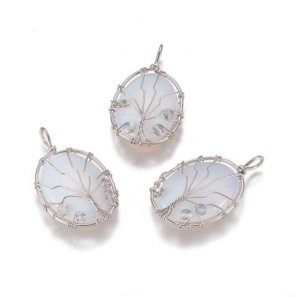 PandaHall Opalite Pendants, with Brass Findings, Oval with Tree, Platinum, 43.5x26x9mm, Hole: 5.5x4mm Opalite Oval
PandaHall Opalite Pendants, with Brass Findings, Oval with Tree, Platinum, 43.5x26x9mm, Hole: 5.5x4mm Opalite Oval