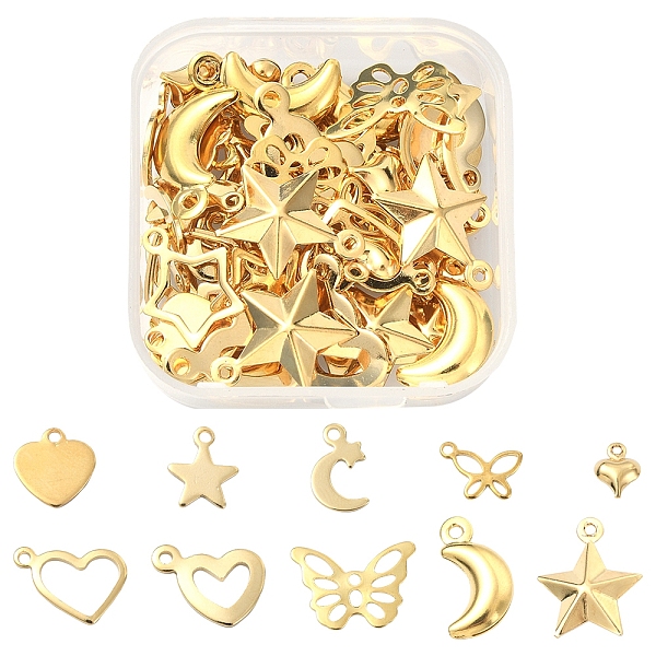 PandaHall 60Pcs 12 Style 304 & 201 Stainless Steel Charms, Mixed Shapes, Golden, 8.5~16x8~15x0.6~4mm, Hole: 1~4mm, 5pcs/style 304 Stainless...
PandaHall 60Pcs 12 Style 304 & 201 Stainless Steel Charms, Mixed Shapes, Golden, 8.5~16x8~15x0.6~4mm, Hole: 1~4mm, 5pcs/style 304 Stainless...