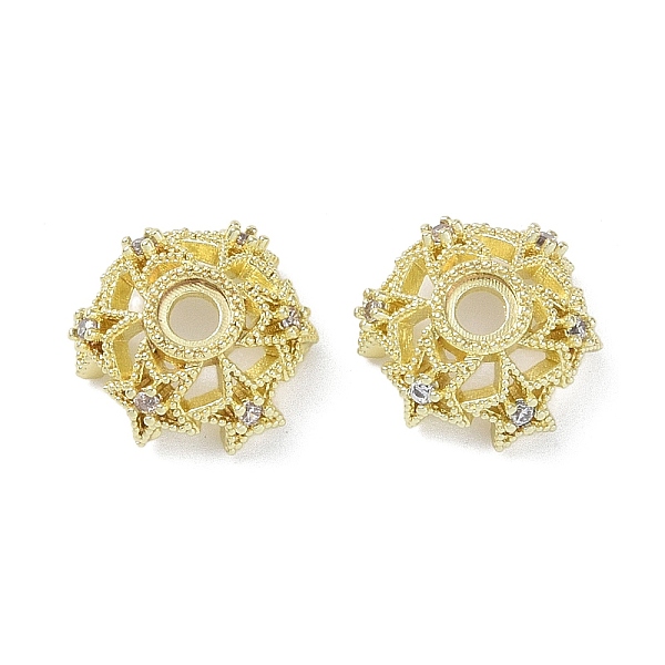 PandaHall Brass Micro Pave Cubic Zirconia Beads Caps, Flower, Real 14K Gold Plated, 12x11.5x5mm, Hole: 2mm Brass+Cubic Zirconia
PandaHall Brass Micro Pave Cubic Zirconia Beads Caps, Flower, Real 14K Gold Plated, 12x11.5x5mm, Hole: 2mm Brass+Cubic Zirconia