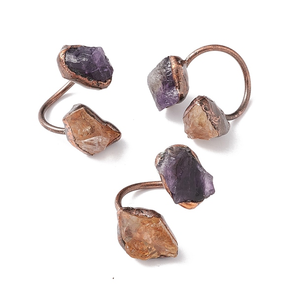 PandaHall Natural Citrine & Amethyst Irregular Nugget Open Cuff Ring, Red Copper Brass Chunky Ring for Women, Cadmium Free & Lead Free, US...
PandaHall Natural Citrine & Amethyst Irregular Nugget Open Cuff Ring, Red Copper Brass Chunky Ring for Women, Cadmium Free & Lead Free, US...