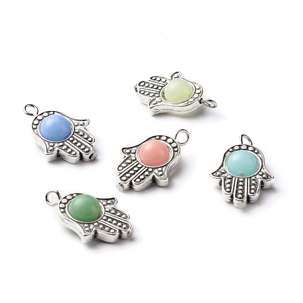 PandaHall Synthetic Luminous Stone Pendants, with Tibetan Style Alloy Bead Frames & Iron Flat Head Pins, Glow in the Dark, Hamsa Hands..., Multicolor
PandaHall Synthetic Luminous Stone Pendants, with Tibetan Style Alloy Bead Frames & Iron Flat Head Pins, Glow in the Dark, Hamsa Hands..., Multicolor