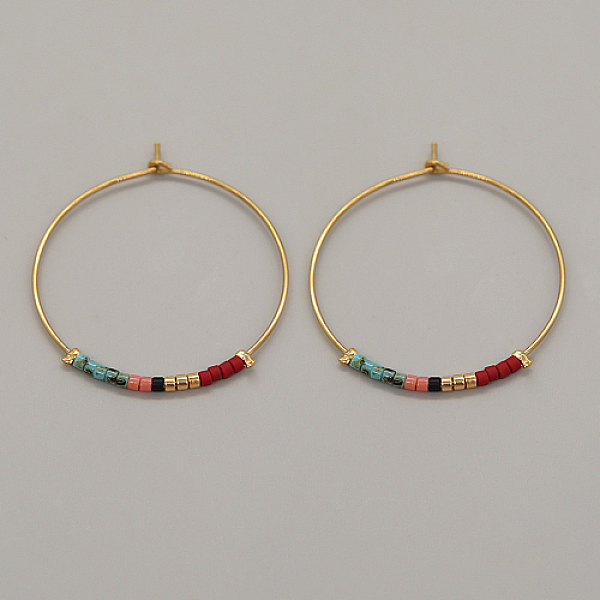 PandaHall Glass Seed Beaded Hoop Earrings, Boho Beach Earrings, Dark Red, 30x30mm Glass Ring
PandaHall Glass Seed Beaded Hoop Earrings, Boho Beach Earrings, Dark Red, 30x30mm Glass Ring