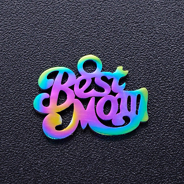 PandaHall Ion Plating(IP) 201 Stainless Steel Charms, for Mother's Day, Phrase Best Mom, Rainbow Color, 10x14x1mm, Hole: 1.5mm 201 Stainless...
PandaHall Ion Plating(IP) 201 Stainless Steel Charms, for Mother's Day, Phrase Best Mom, Rainbow Color, 10x14x1mm, Hole: 1.5mm 201 Stainless...
