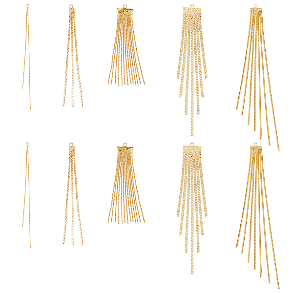 PandaHall HOBBIESAY 10Pcs 5 Style Brass Chain Tassel Big Pendants, Real 18K Gold Plated, 62~103x2~10x0.5~4mm, Hole: 1~1.6mm, 2pcs/style...
PandaHall HOBBIESAY 10Pcs 5 Style Brass Chain Tassel Big Pendants, Real 18K Gold Plated, 62~103x2~10x0.5~4mm, Hole: 1~1.6mm, 2pcs/style...