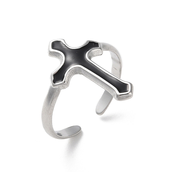 PandaHall 304 Stainless Steel Enamel Cuff Rings, Cross, Stainless Steel Color, Adjustable 304 Stainless Steel Cross Black
PandaHall 304 Stainless Steel Enamel Cuff Rings, Cross, Stainless Steel Color, Adjustable 304 Stainless Steel Cross Black