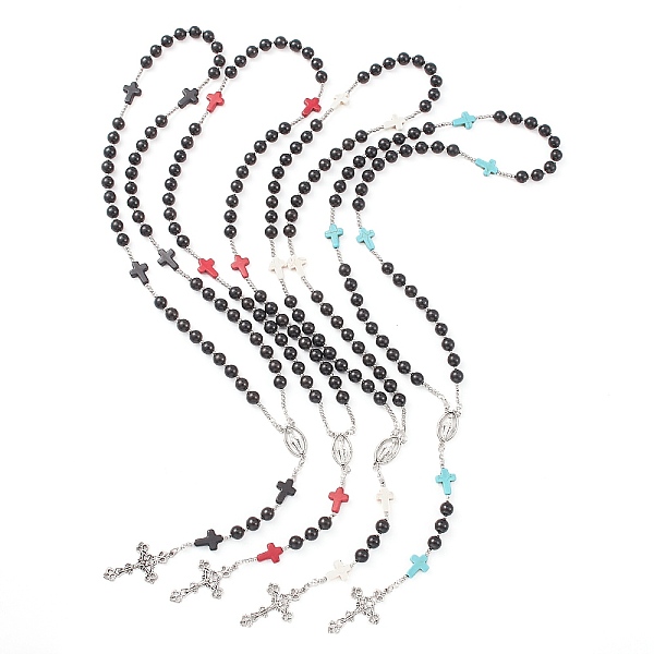 PandaHall Synthetic Turquoise & Wood Rosary Bead Necklace, Alloy Cross & Virgin Mary Pendant Necklace for Religion, Mixed Color, 25.98 inch..., Multicolor
PandaHall Synthetic Turquoise & Wood Rosary Bead Necklace, Alloy Cross & Virgin Mary Pendant Necklace for Religion, Mixed Color, 25.98 inch..., Multicolor